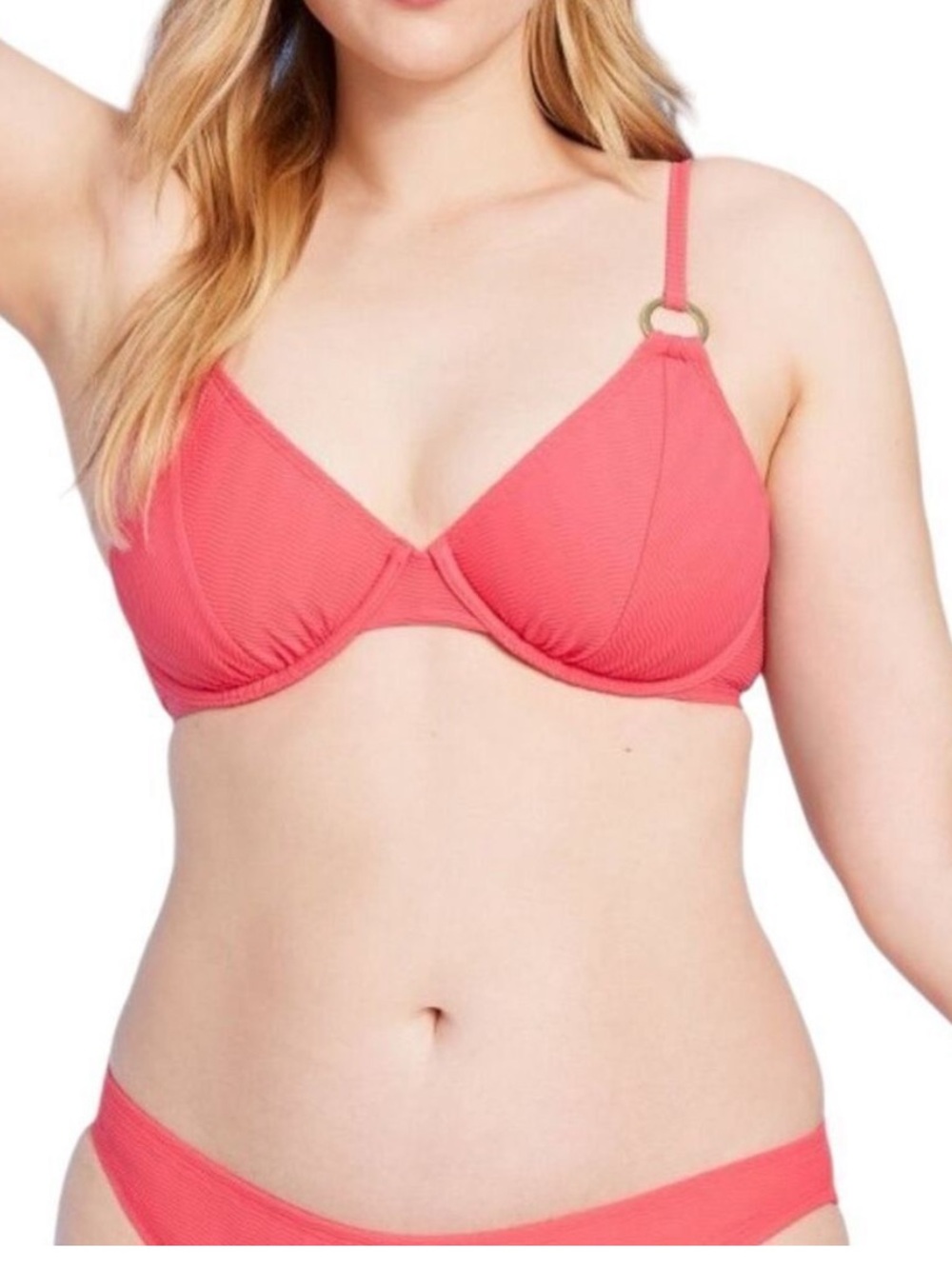NEW Shade & Shore Jacquard Ring Front Underwire Bikini Top 36C